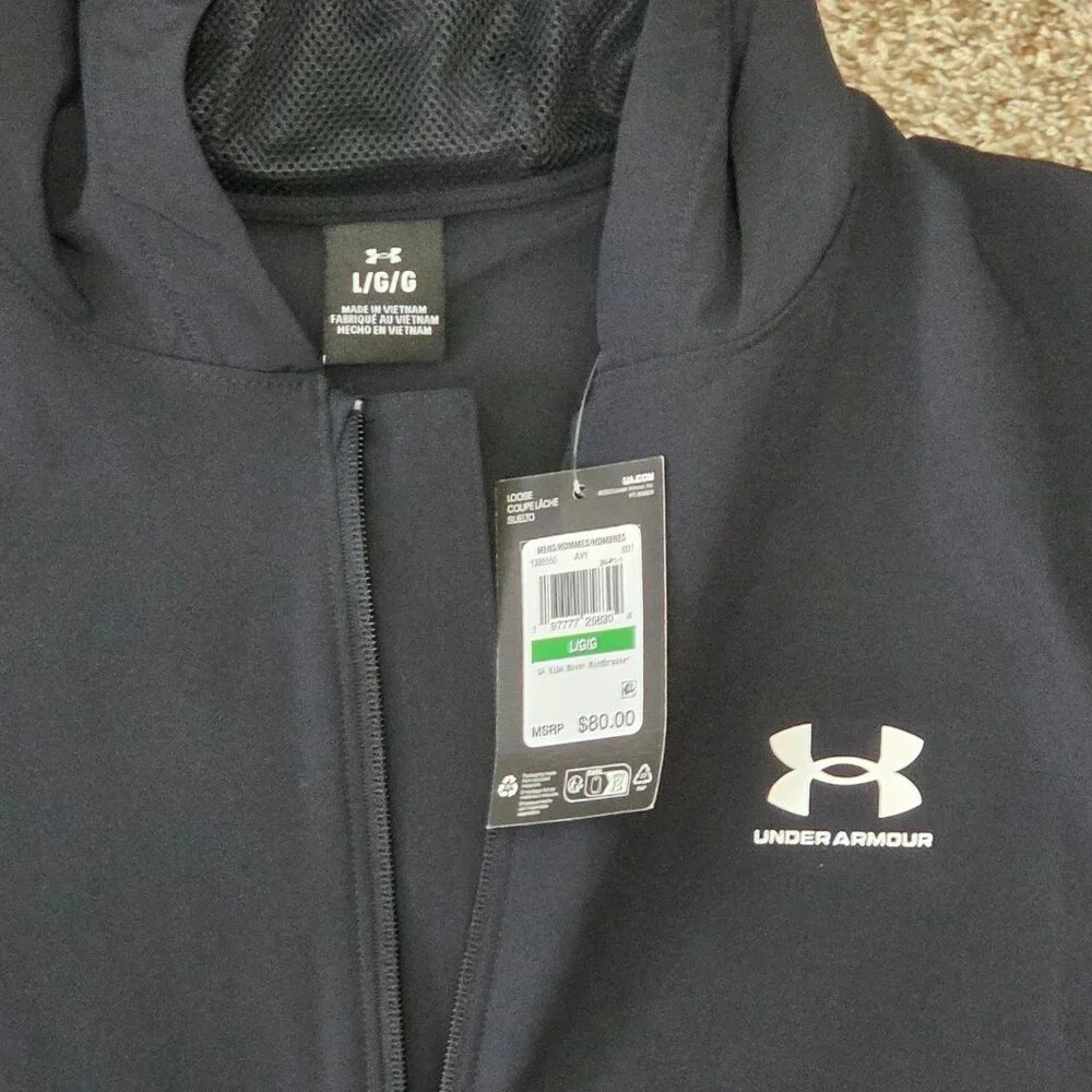 NWT -- Under Armour Men’s UA Vibe Woven Windbreaker, Black, Men's Large - Picture 2 of 10